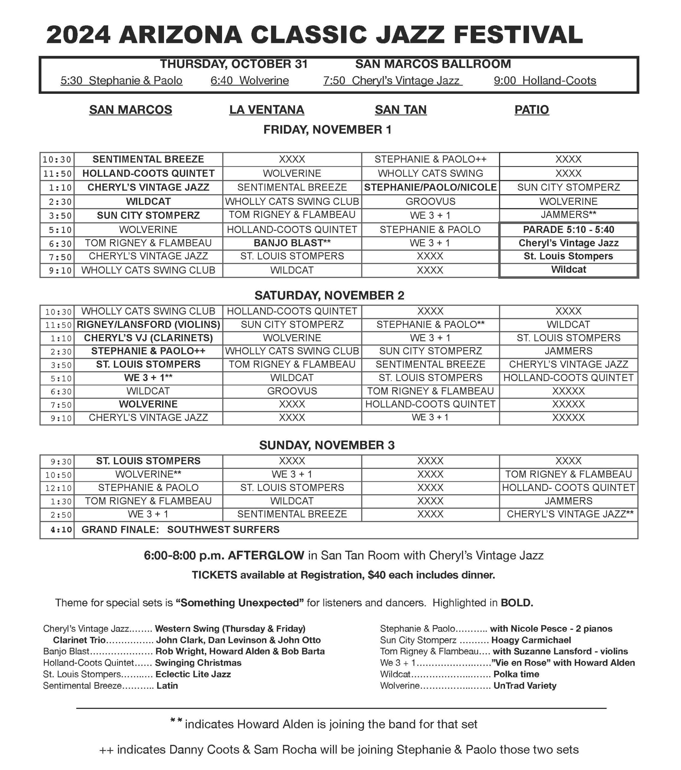 Phoenix Lindy Exchange Band Schedule