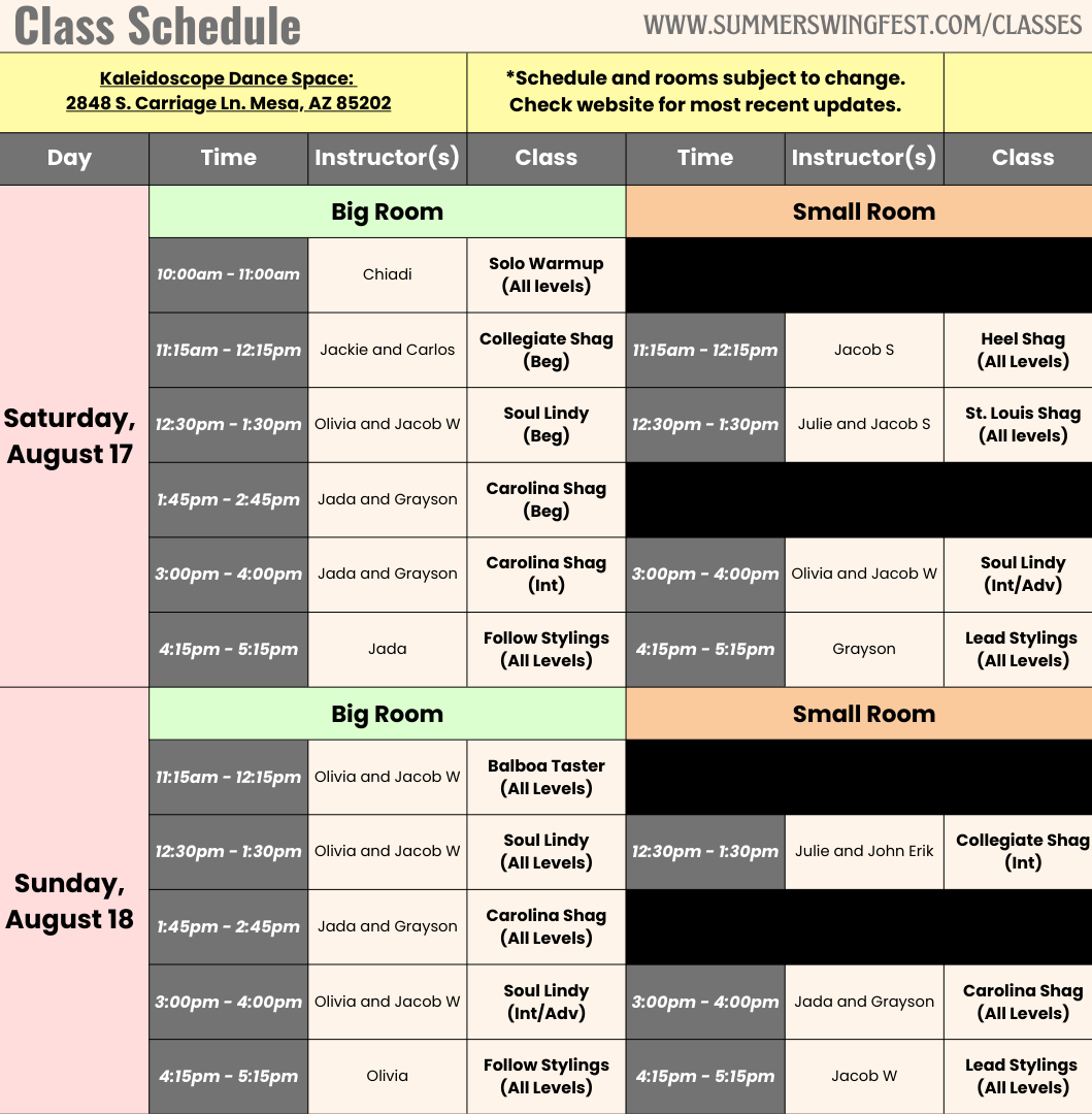 Schedule Summer Swing Fest 2024